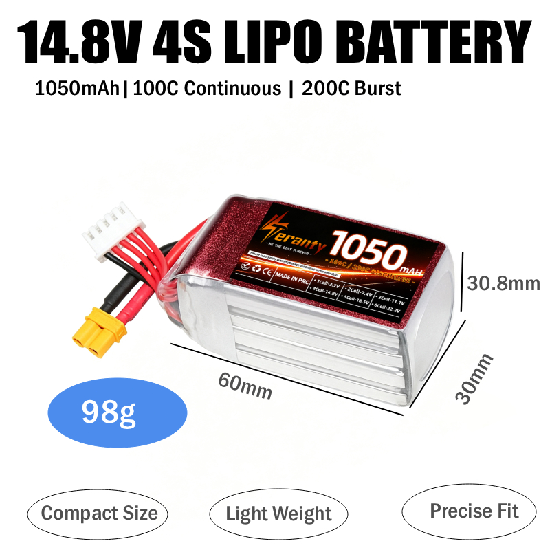 แบตเตอรี่ลิโพ RC 2 ชิ้น 1050mA - Lipo Battery 4S บทวิจารณ์และราคา